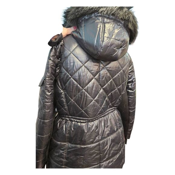 Michael Kors Black Quiltef Puffer Jacket Size 1X Hooded - Picture 5 of 8
